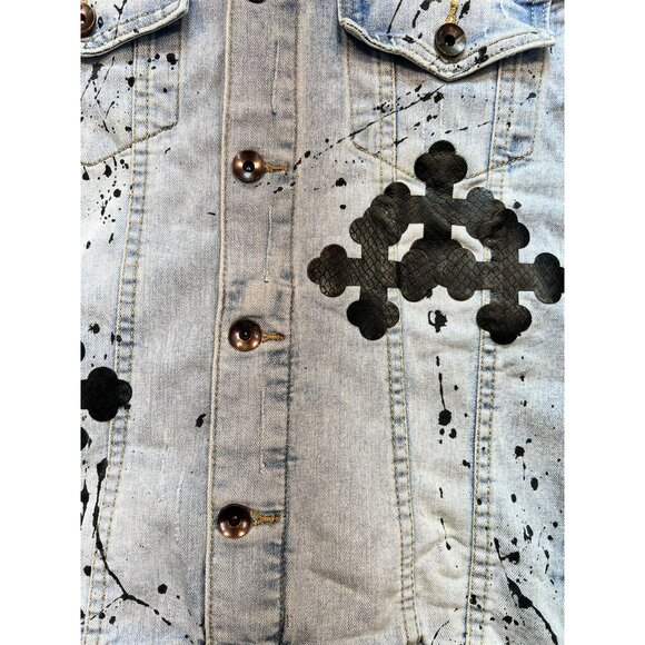 Eternity BC/AD Mens Rad Jean Jacket Stretch Denim Size Small Blue Long Sleeve - Picture 9 of 11